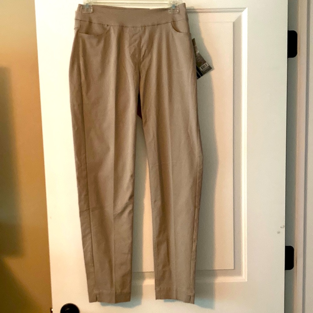 NWT Slim-sation women’s pants size 2 golf activewear tan rayon/nylon/elastine